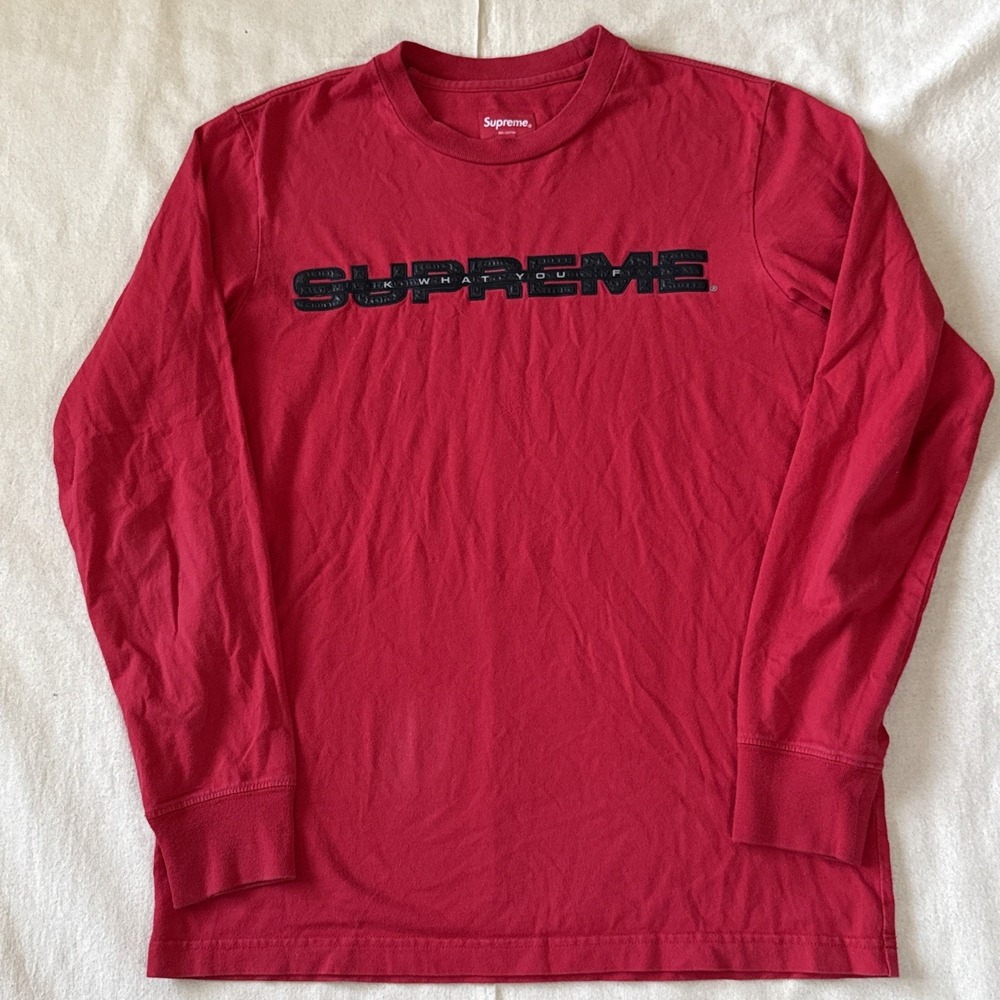 Supreme Big Logo Long Sleeve T-Shirt Red Mens Size Small